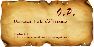 Oancsa Petróniusz névjegykártya